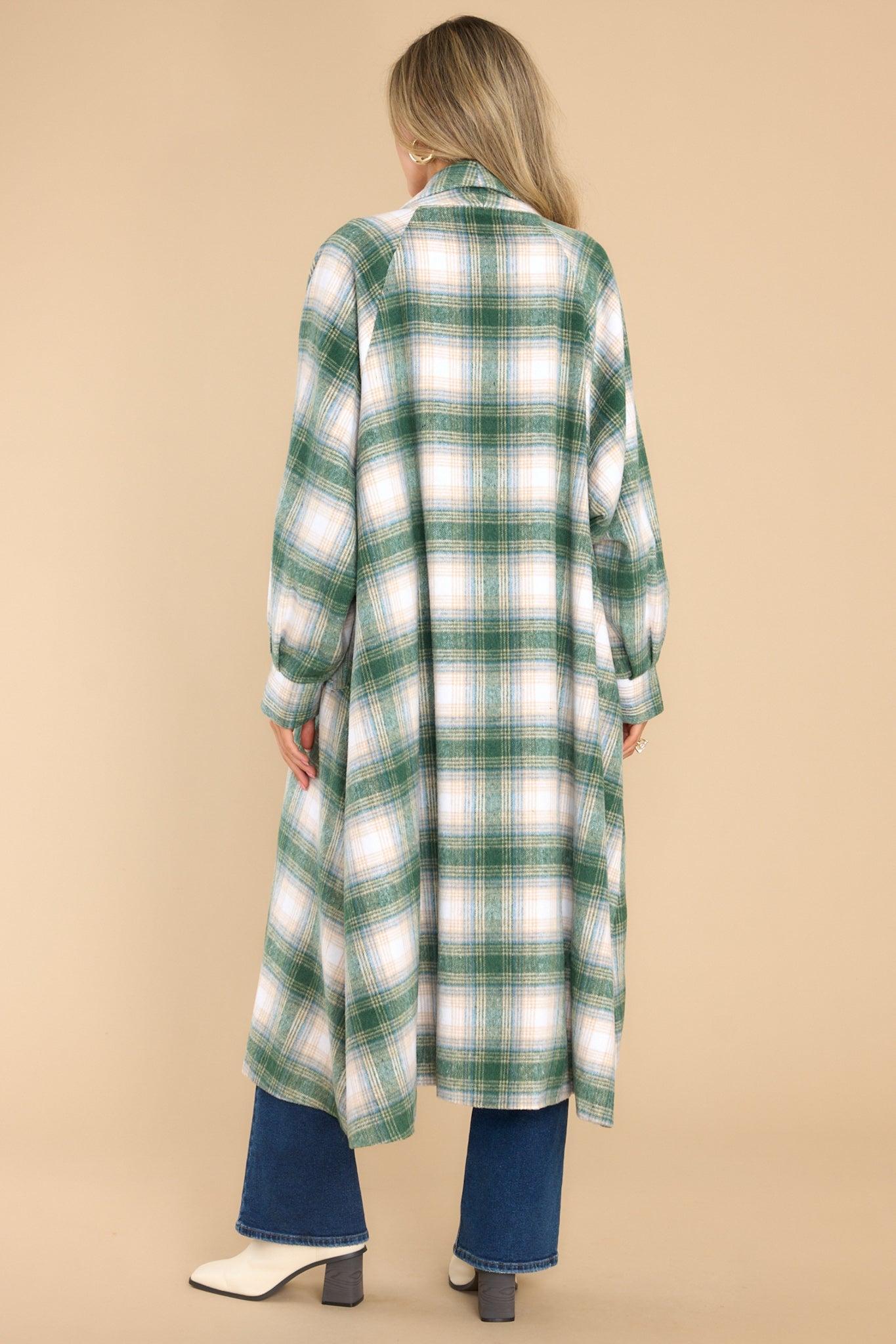 Aura Cuddly Company Green Plaid Coat Product Image