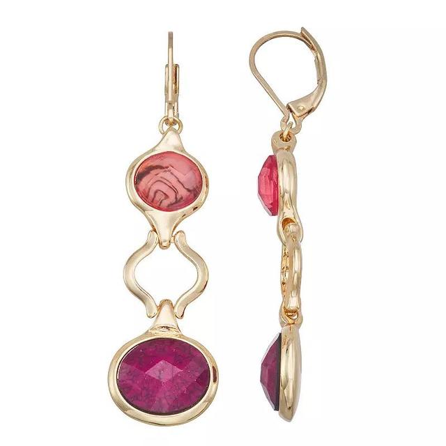 Napier Gold Tone Pink & Burgundy Linear Drop Earrings, Womens, Red Product Image