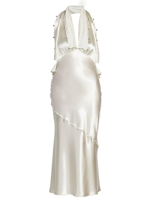 Womens Bead-Embellished Halterneck Dress Product Image