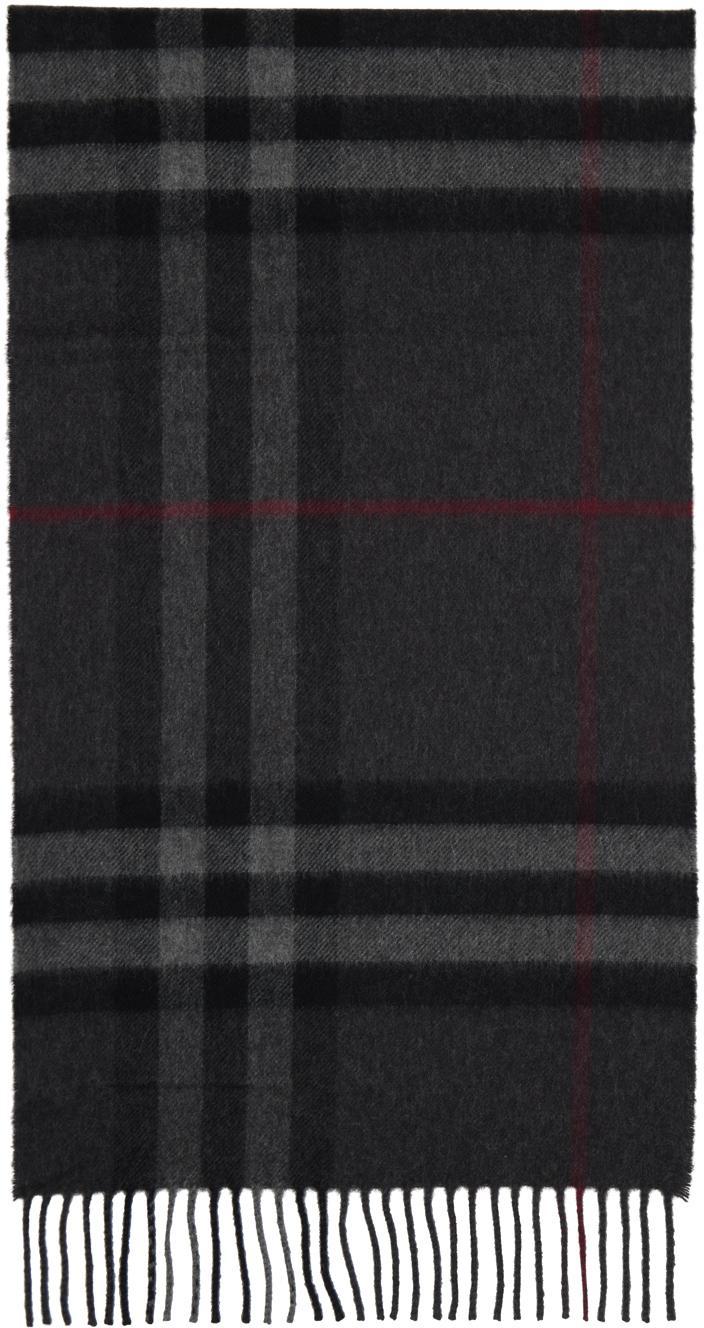 Gray Check Cashmere Scarf In Charcoal Product Image