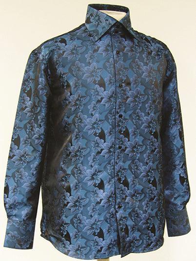 Dress Shirt Regular Fit Floral Design In Teal Product Image