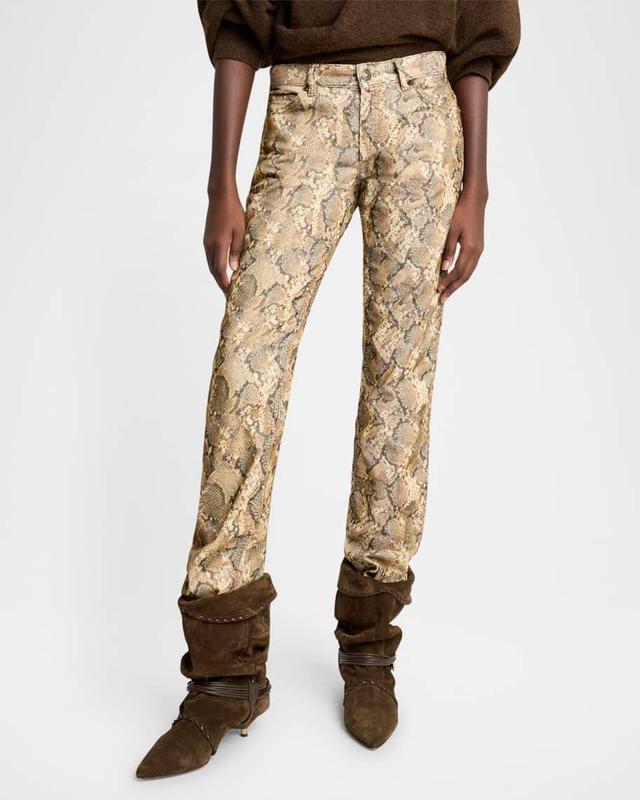 Ferni Snake-Print Velvet Pants Product Image