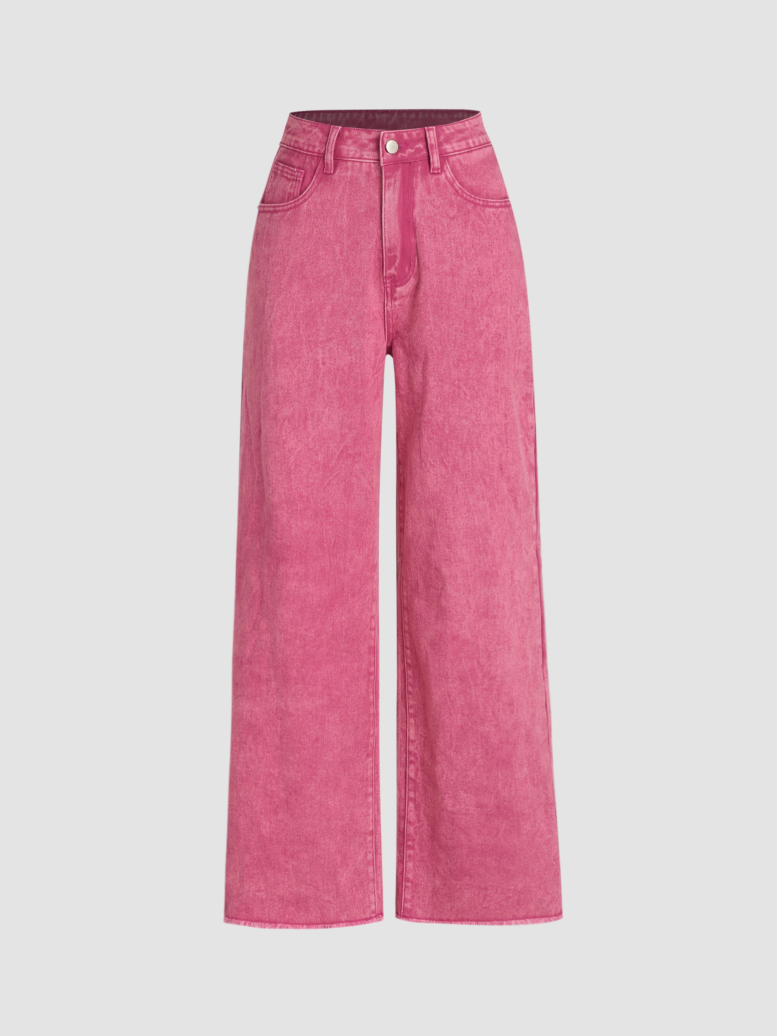 Denim Solid Wide Leg Jeans Product Image