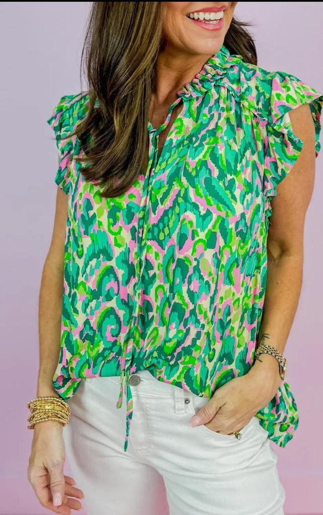 Green Ruffle Tank Product Image