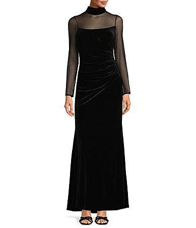 Eliza J Womens Velvet Mock-Neck Gown Product Image