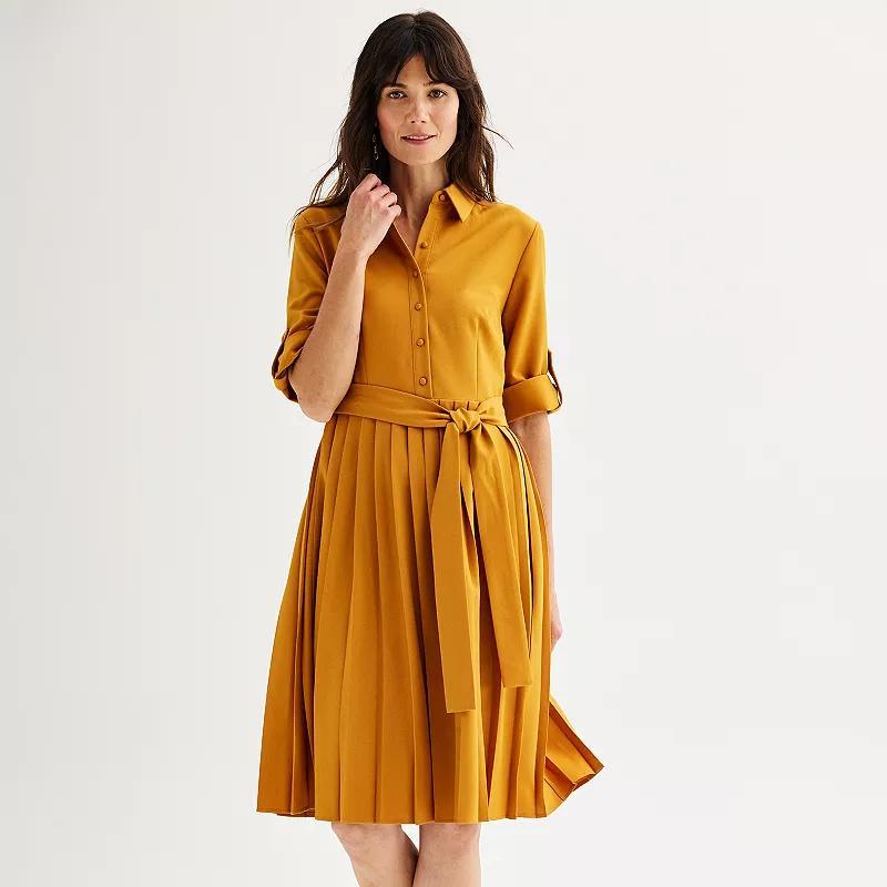 Womens Nanette Lepore Rolled Sleeve Pleated Shirtdress Yellow product image