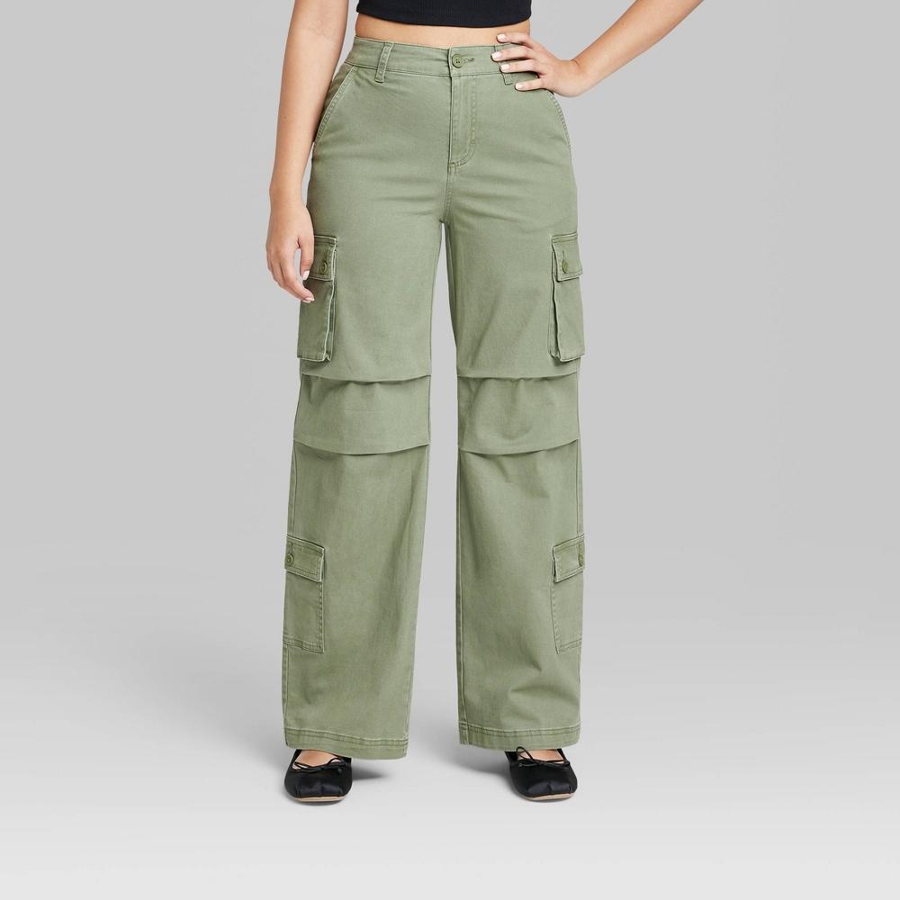 Womens High-Rise Cargo Utility Pants - Wild Fable Dark L Product Image