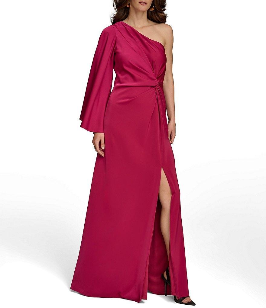 Donna Karan One Shoulder Long Sleeve Front Twist Dress Product Image