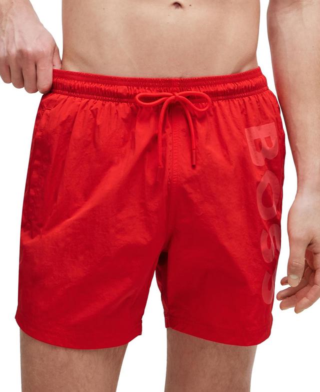 Boss by Hugo Boss Mens Vertical-Logo Quick-Dry Swim Shorts Product Image