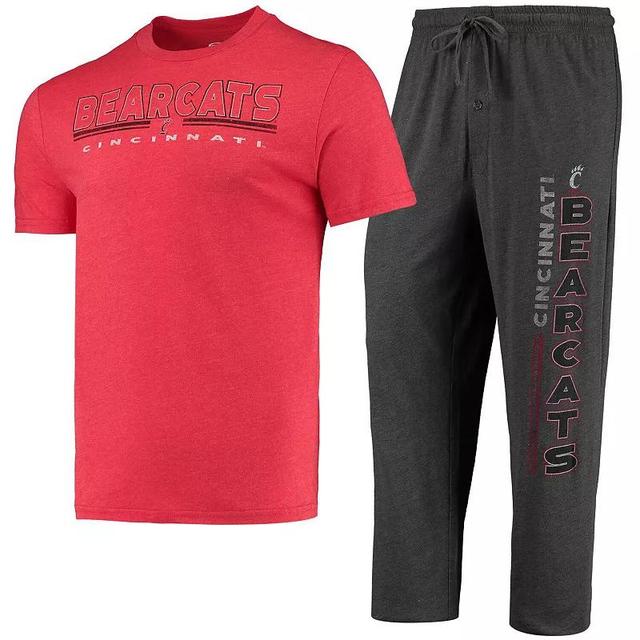 Mens Concepts Sport Heathered /Red Cincinnati Bearcats Meter T-Shirt & Pants Sleep Set Grey Product Image