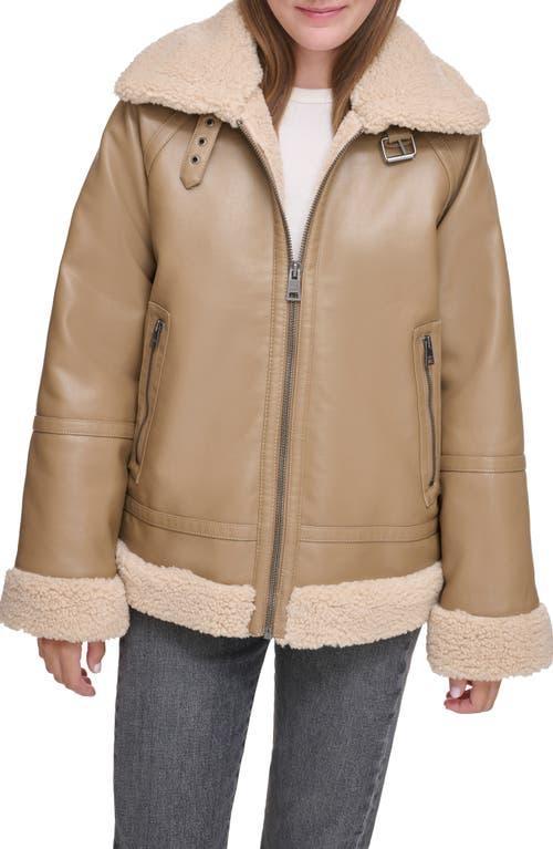 levis Relaxed Faux Shearling & Faux Leather Aviator Jacket Product Image