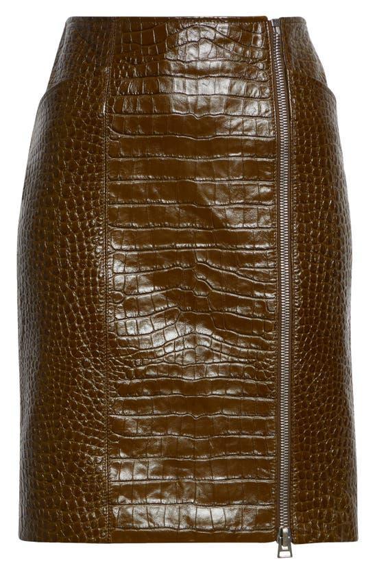 TOM FORD Croco Embossed Leather Skirt In Olive Ombre Product Image