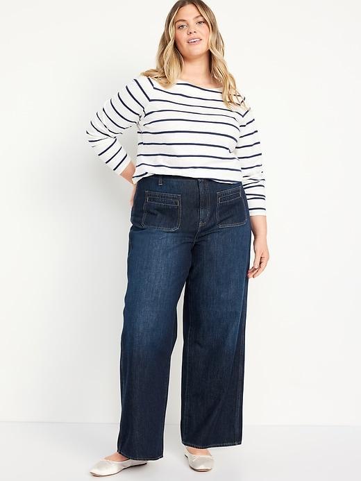 High-Waisted Baggy Wide-Leg Trouser Jeans Product Image