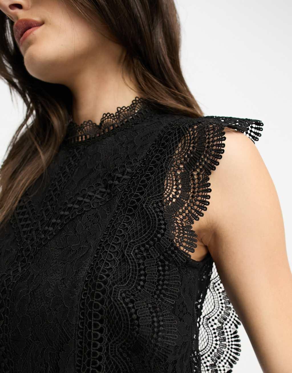 Only lace detail top in black  Product Image