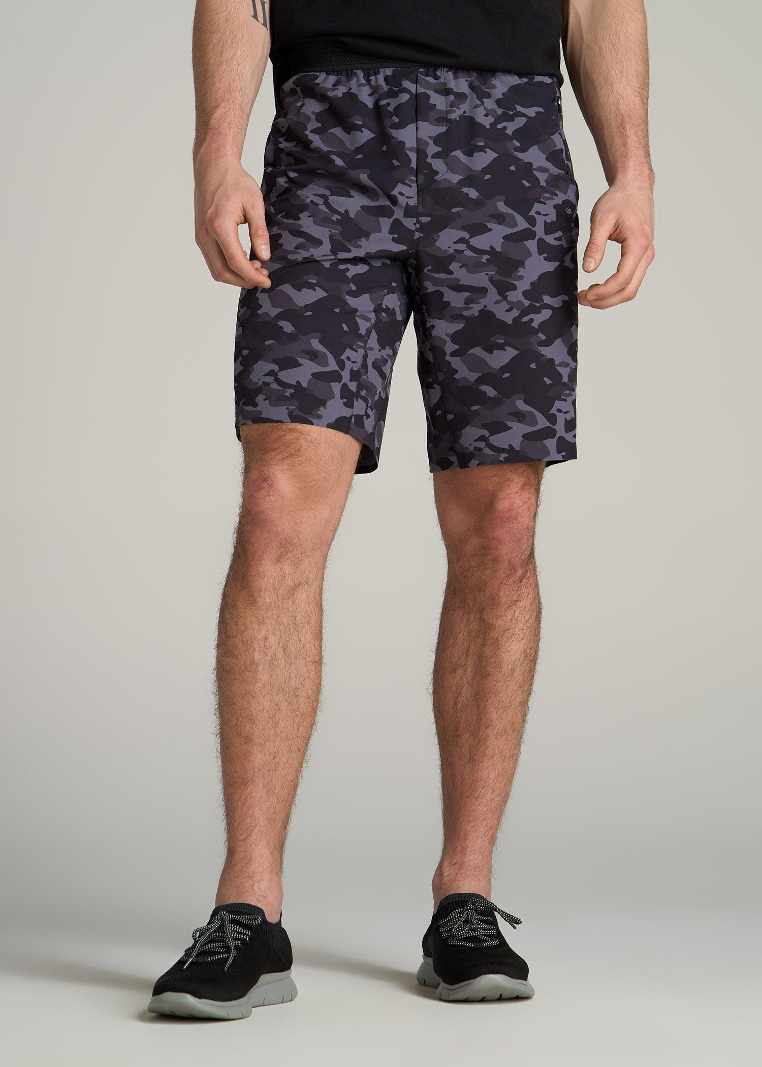 Featherweight Perforated Training Shorts for Tall Men in Black Camo Product Image