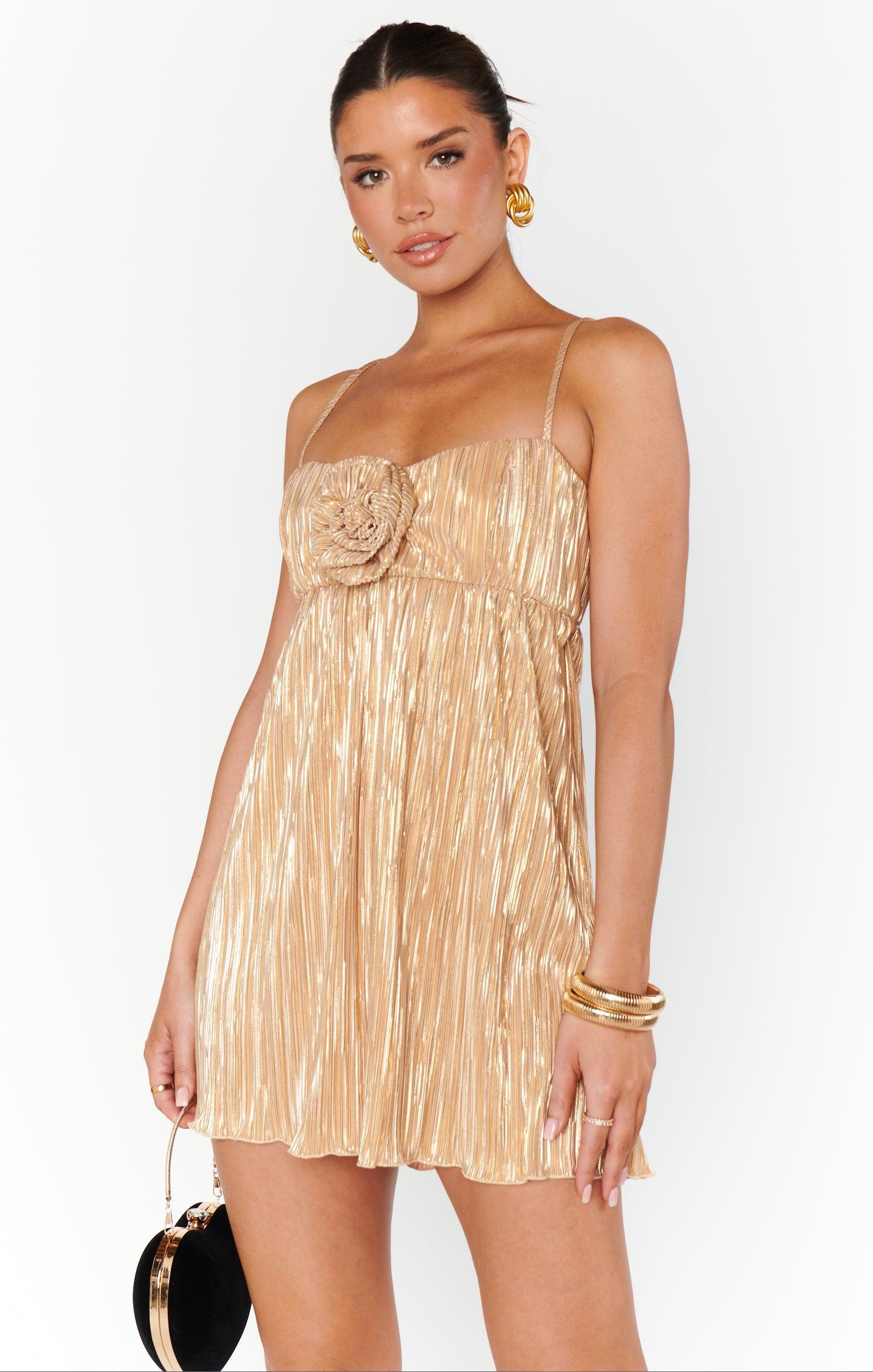 GNO Mini Dress ~ Gold Pleat Product Image