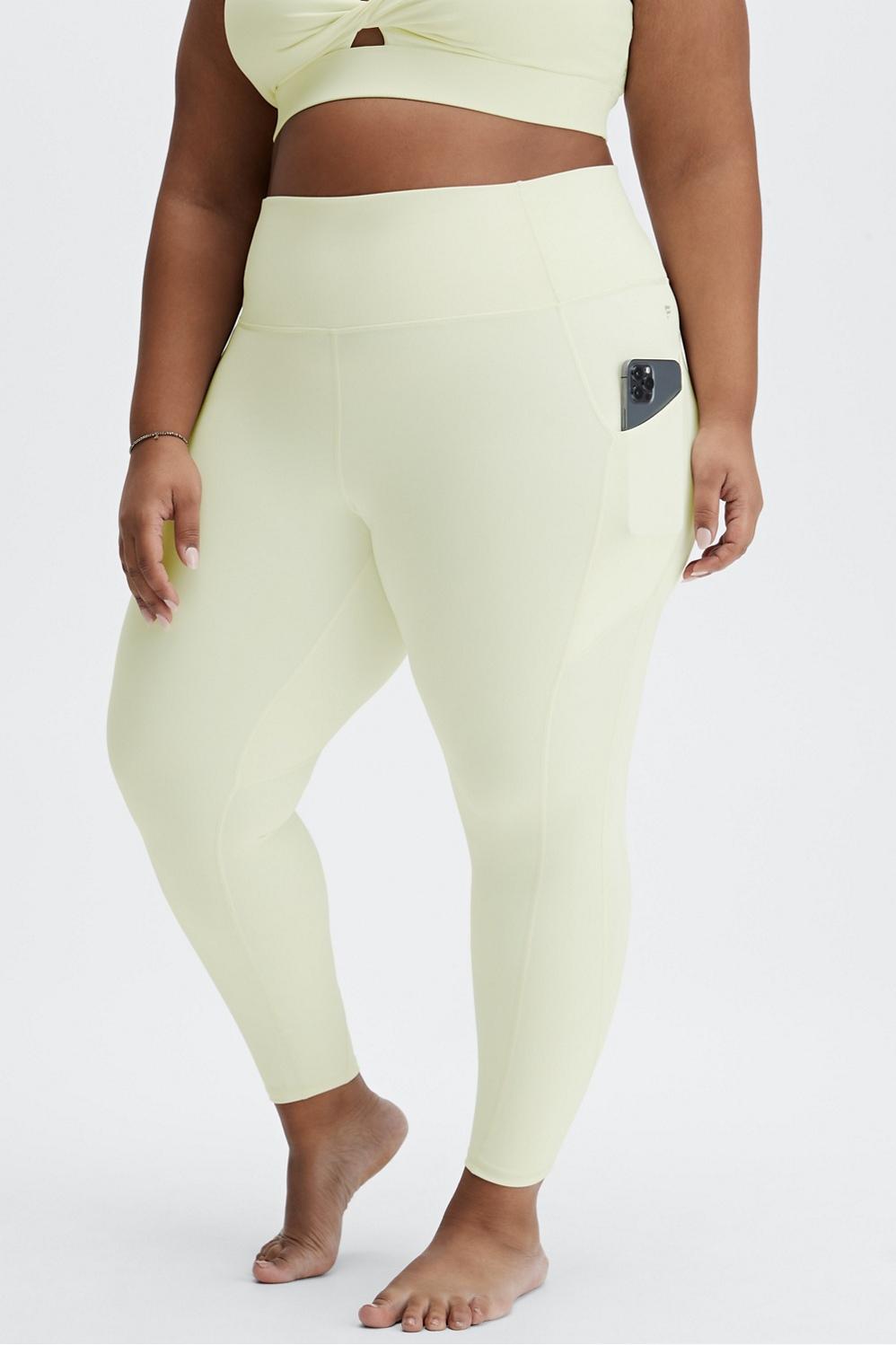 Fabletics Oasis High-Waisted 7/8 Legging Womens yellow plus Size 1X Product Image