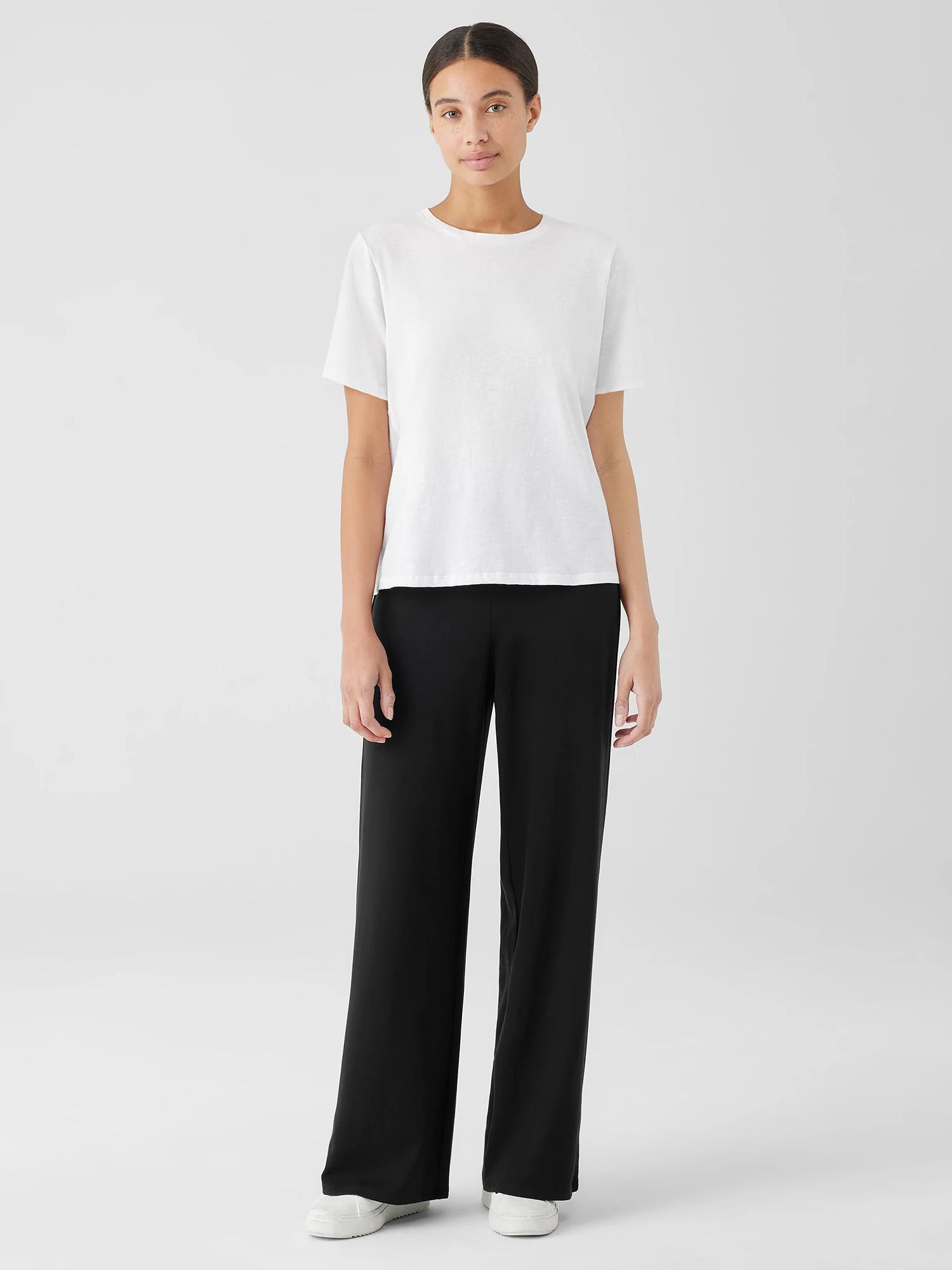 EILEEN FISHER Pima Cotton Stretch Jersey Wide-Leg Pantfemale Product Image