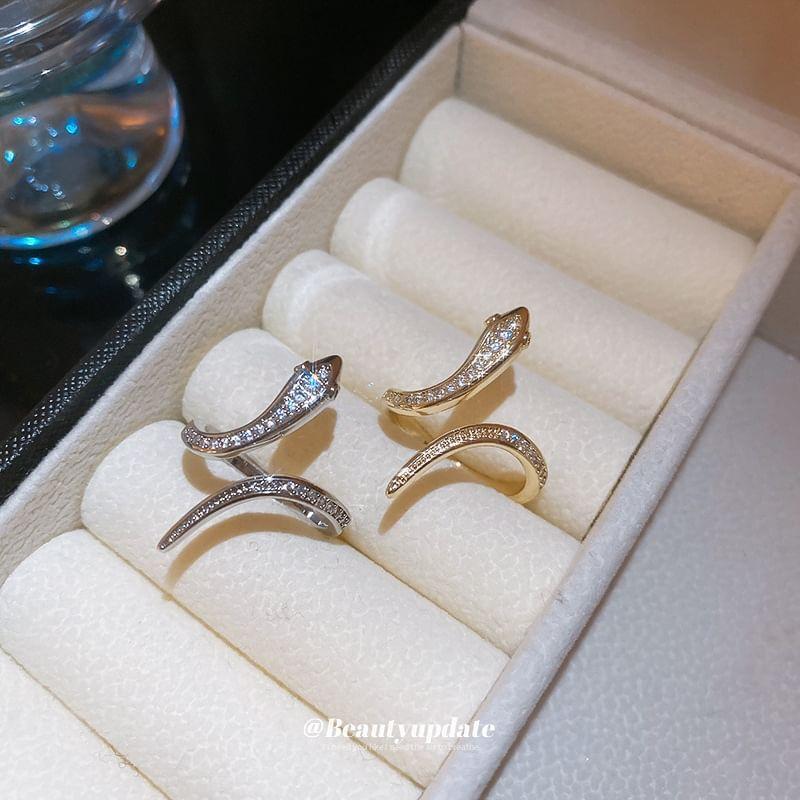 Rhinestone Snake Open Ring Product Image