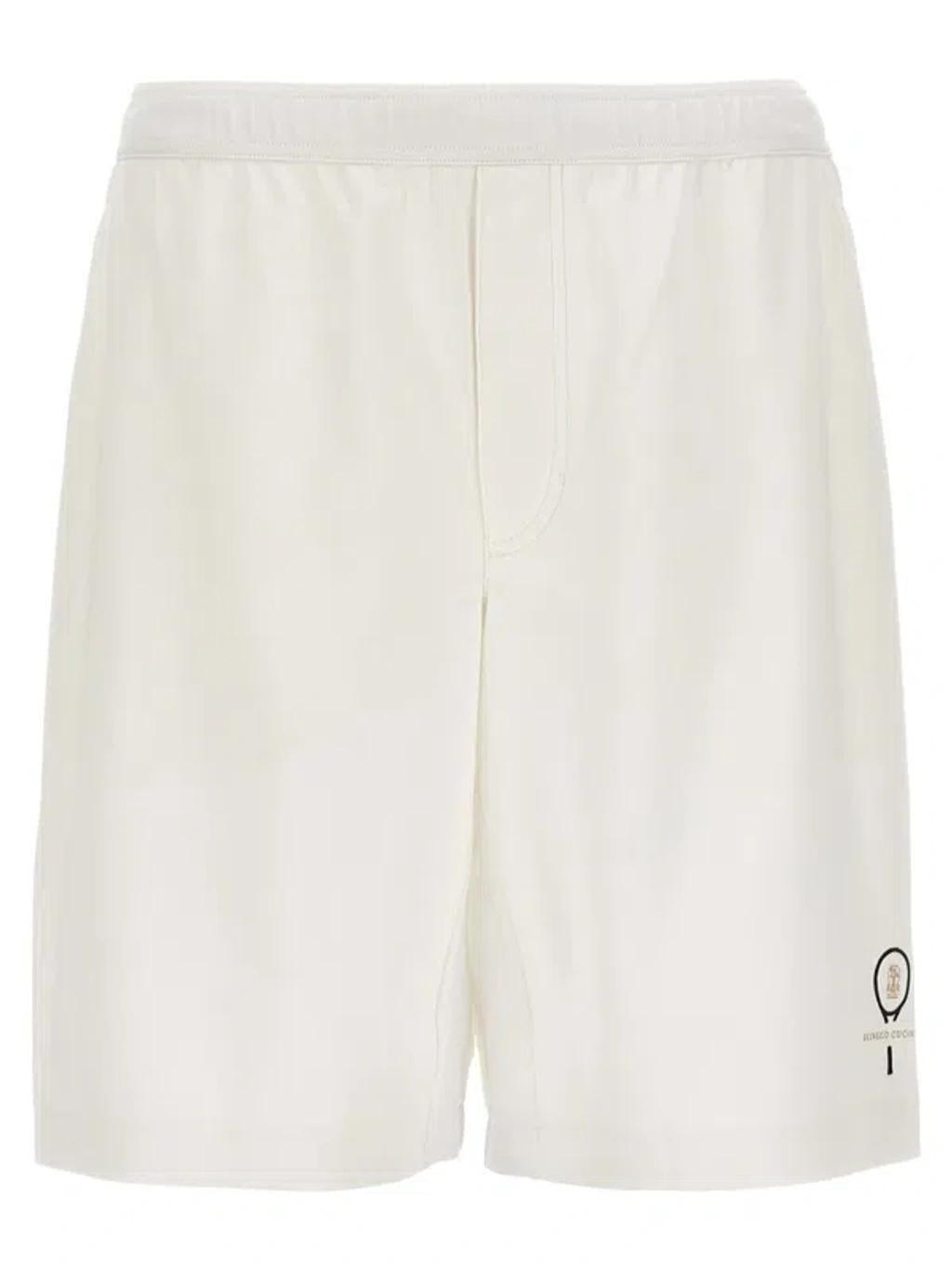 Embroidered Logo Bermuda Shorts In White Product Image