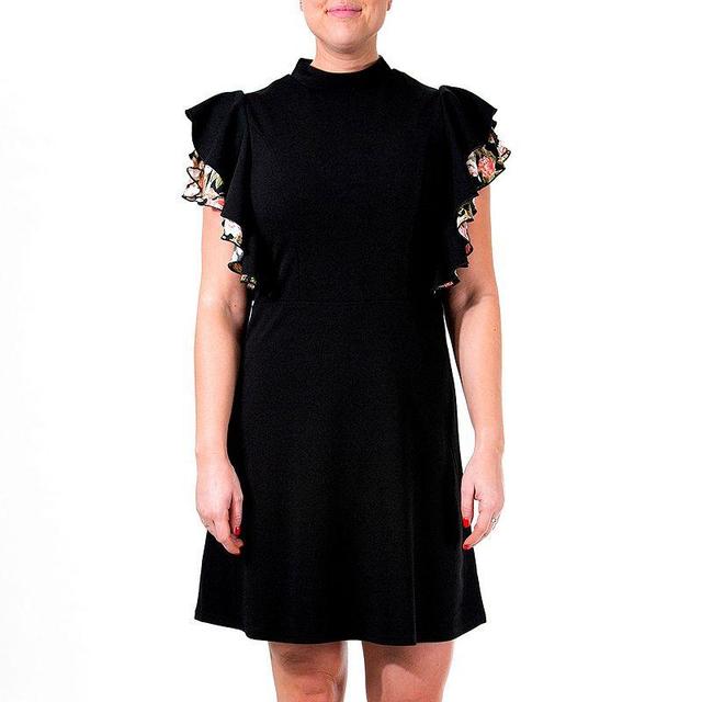 Womens Nina Leonard Crepe Flutter-Sleeve Dress Product Image