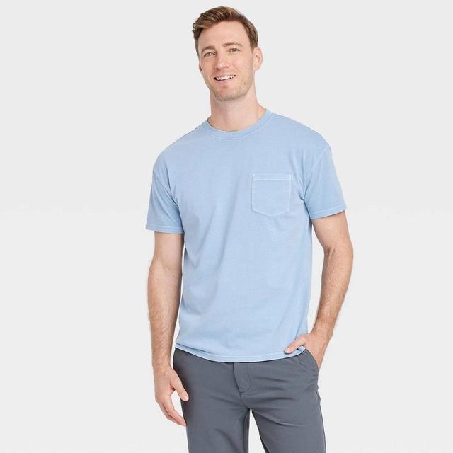 Mens Heavyweight Short Sleeve T-Shirt - Goodfellow & Co Light Blue XL Product Image