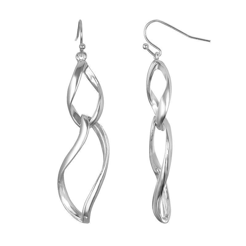 Emberly Silver Tone 2 Part Twist Fishhook Earrings, Womens, None Product Image