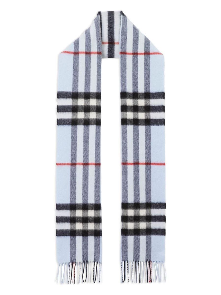 BURBERRY Checked Cashmere Scarf In Blue Product Image