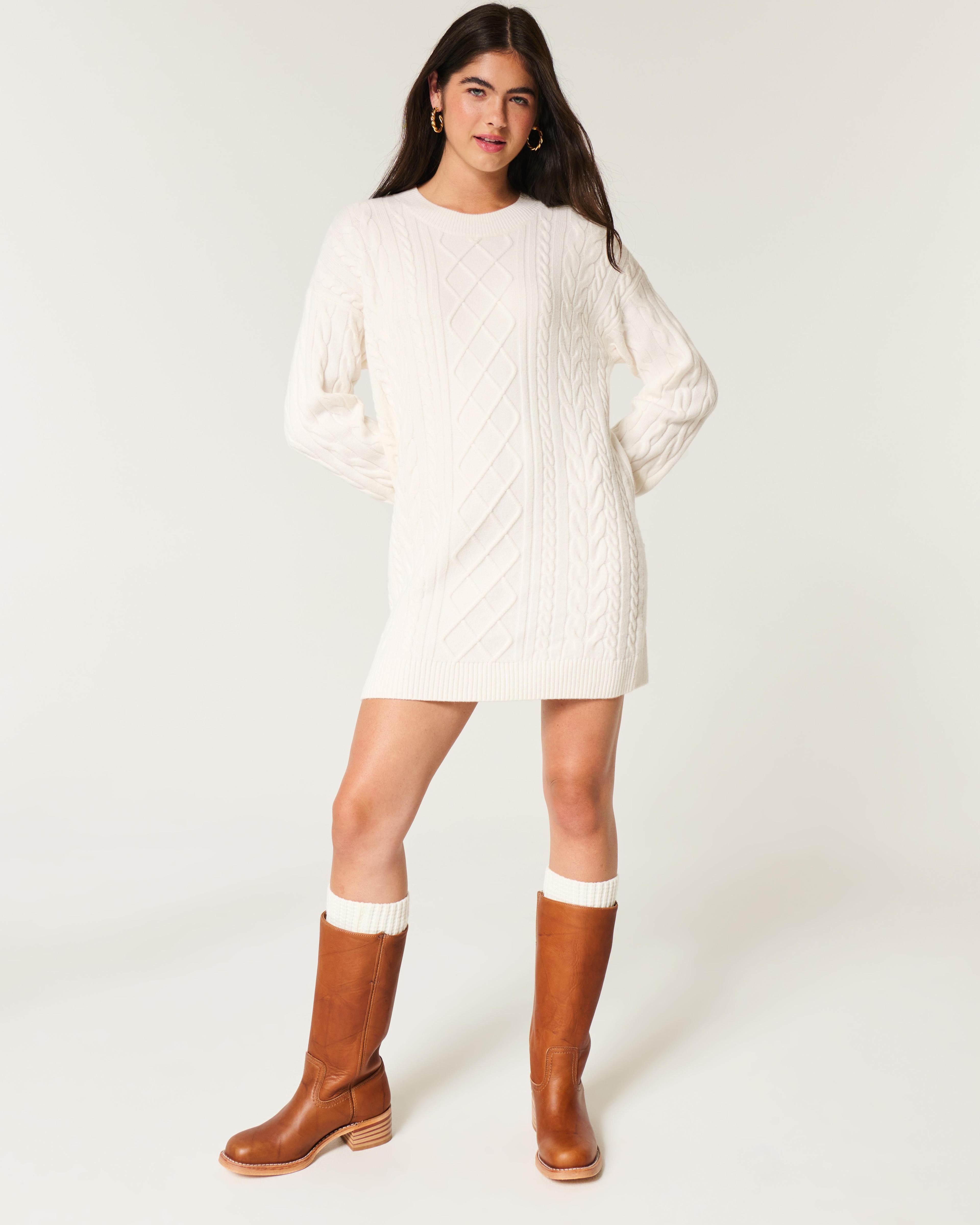 Cozy Cable-Knit Sweater Dress Product Image