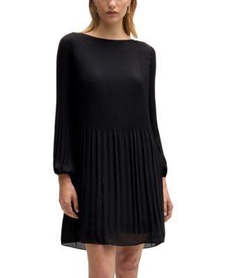 Women's Plisse Pleats Regular-Fit Crew-Neck Dress Product Image