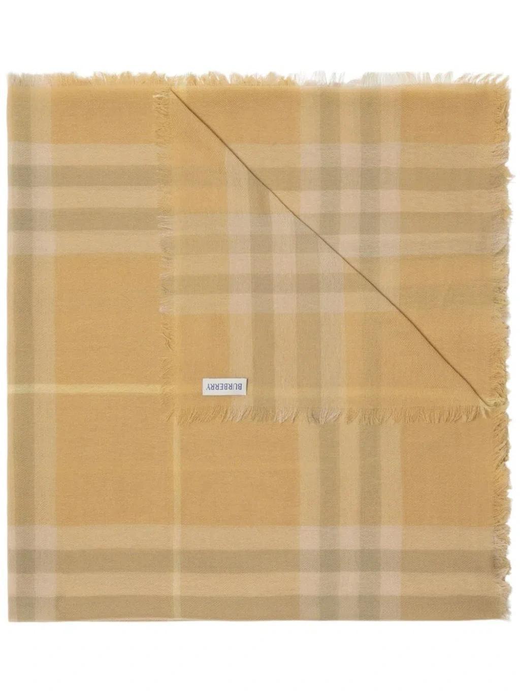 BURBERRY Check Wool Scarf In Beige product image