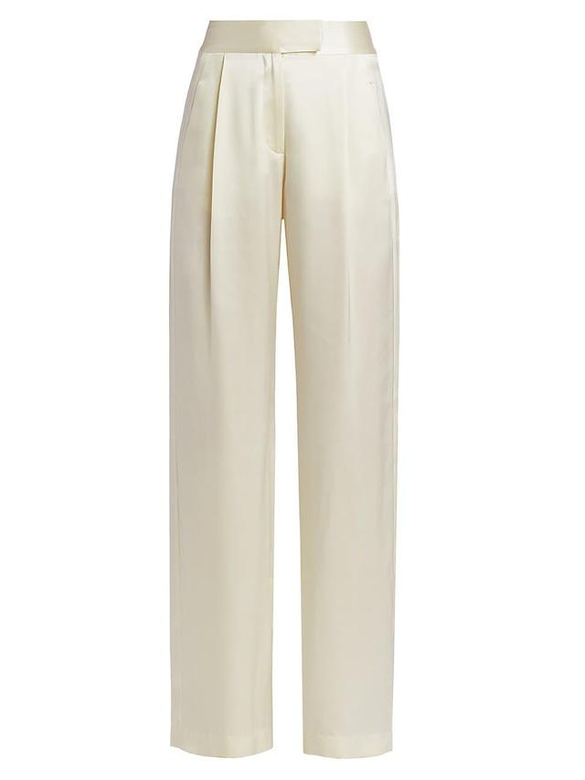 Womens Wide-Leg Silk Trousers Product Image