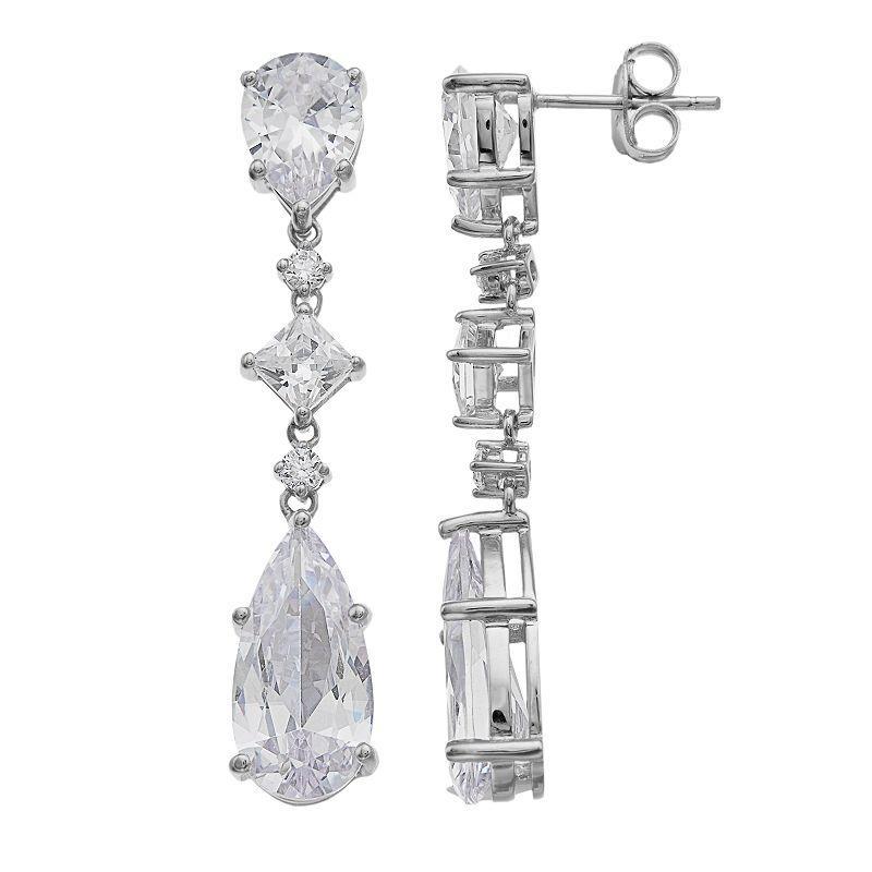 Rosabella Sterling Silver & Cubic Zirconia Dangle Earrings, Womens Product Image