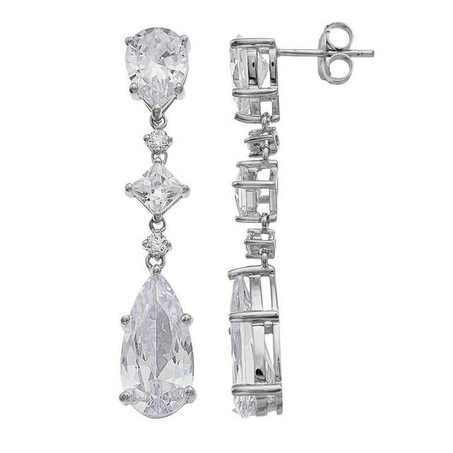 Rosabella Sterling Silver & Cubic Zirconia Dangle Earrings, Womens, White Product Image