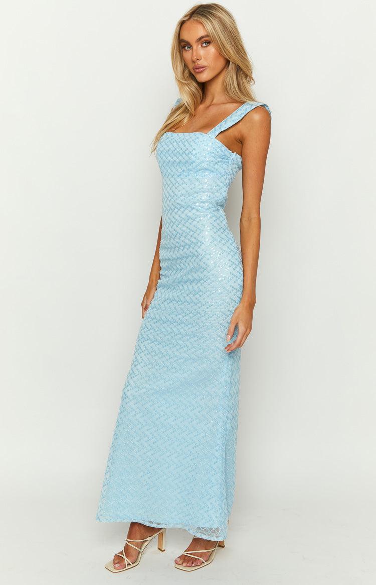 Ella Blue Sequin Maxi Dress Product Image