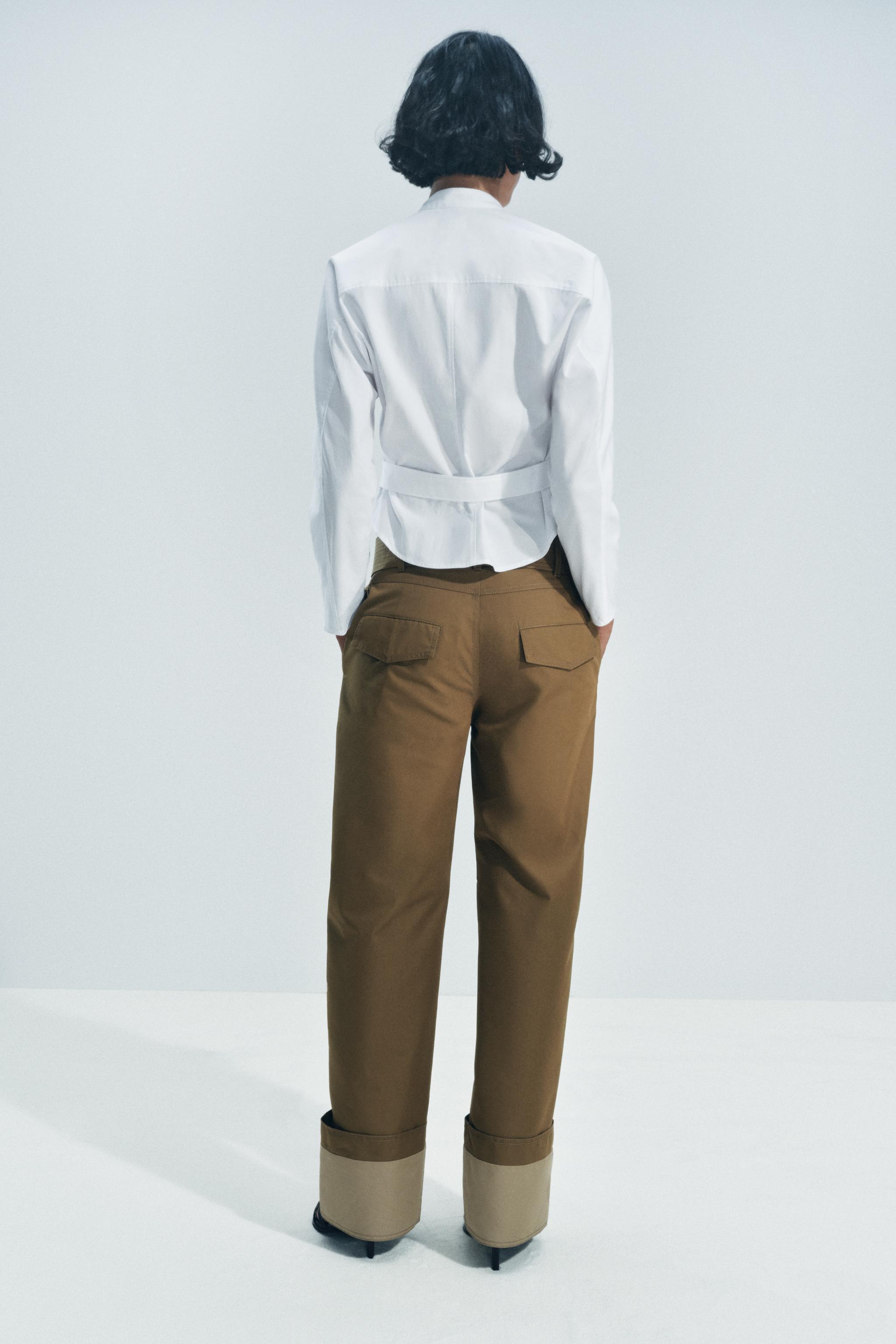 BELTED TWILL PANTS ZW COLLECTION Product Image