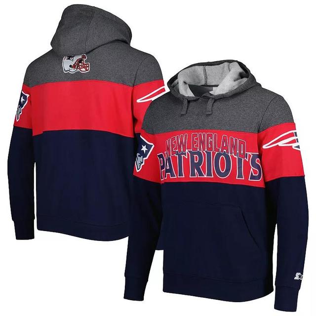 Mens Starter Heather Charcoal/Navy New England Patriots Extreme Pullover Hoodie Product Image