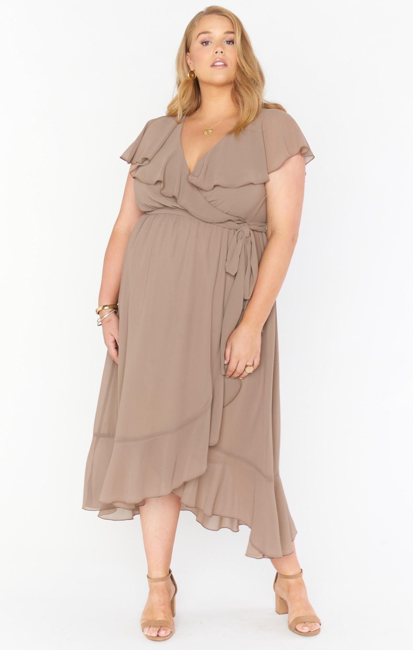 Jess Ruffle Midi Dress ~ Dune Chiffon Product Image