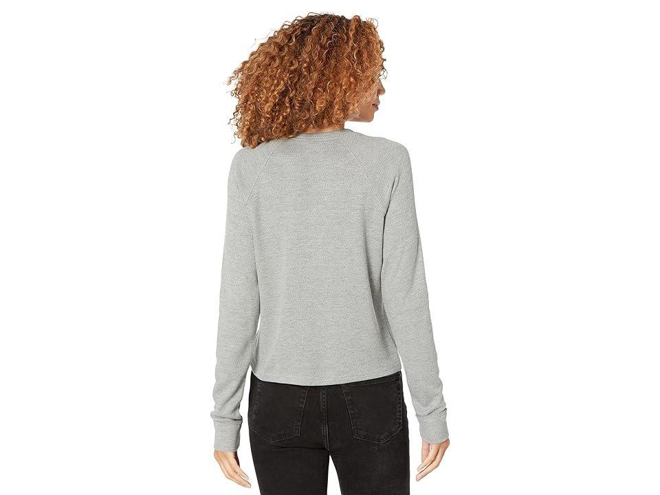 Three Dots Raw Cut Long Sleeve Henley Top (Urban Chic) Women's Clothing Product Image