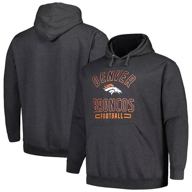 Mens Fanatics Heather Charcoal Denver Broncos Big & Tall Pullover Hoodie Product Image