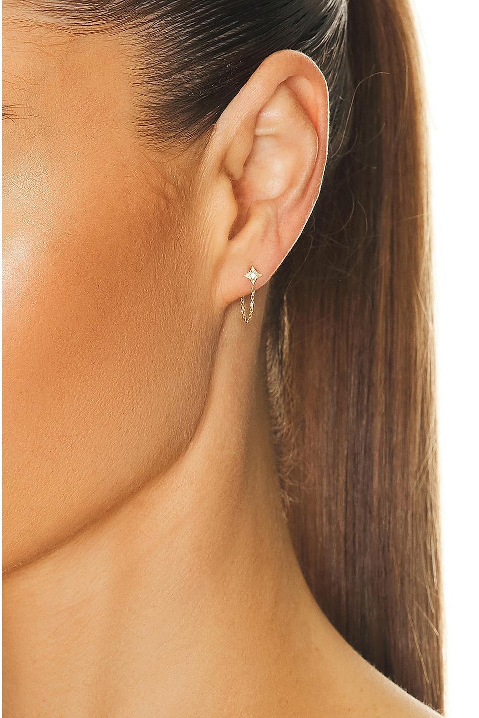 Logan Hollowell Four Point Star Chain Single Earring Metallic Gold.. Product Image