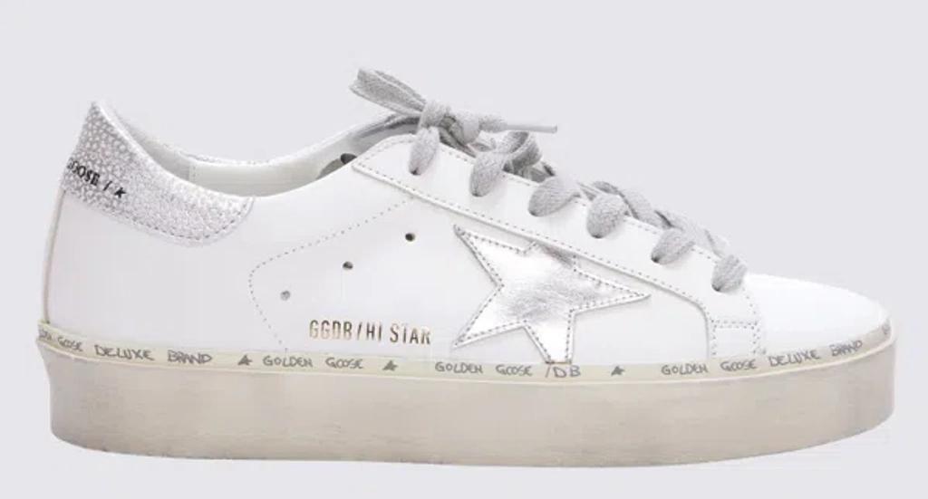 Hi Star Metallic Leather Low-top Sneakers In White/silver Product Image