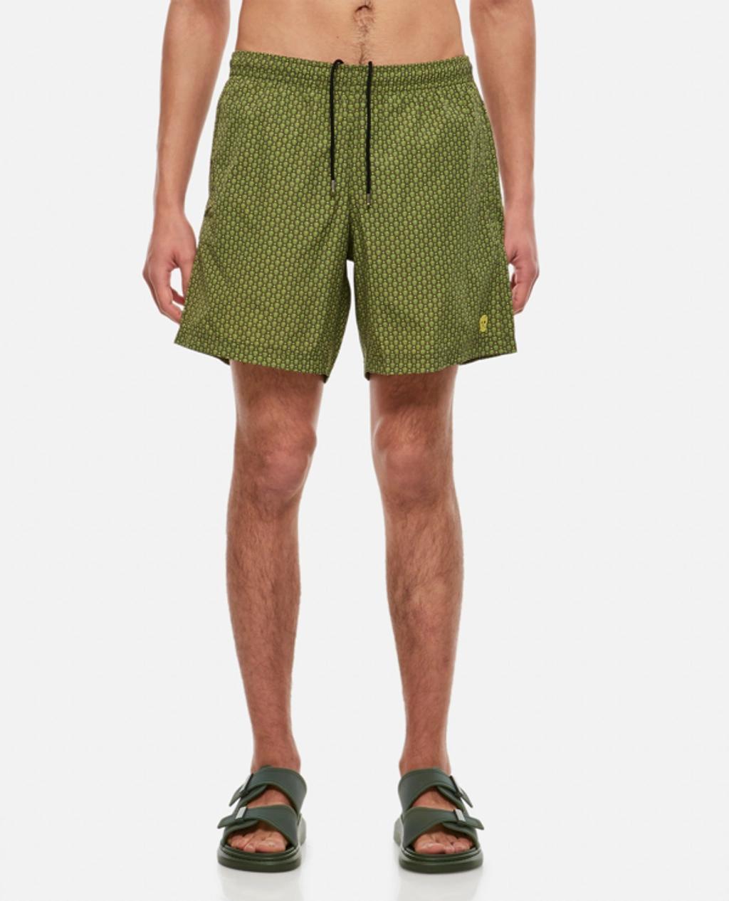 Spotted Skull Printed Swim Shorts In Green Product Image