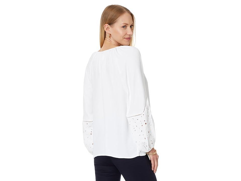 Vince Camuto Raglan Slv Split Neck Blouse W Embroidery (Ultra ) Women's Clothing Product Image