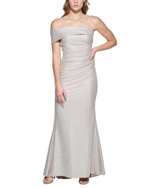 Eliza J One-Shoulder Glitter Mermaid Gown Product Image