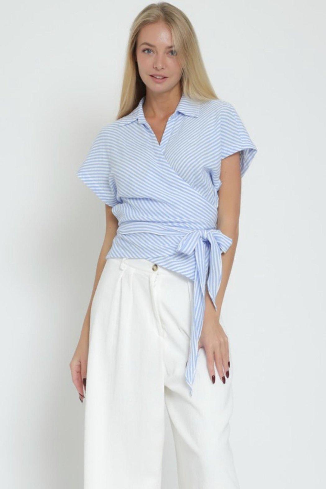 Striped Wrap Top product image