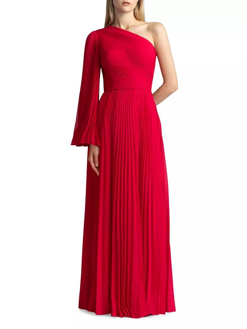 Asymmetric Pleated Chiffon Gown Product Image