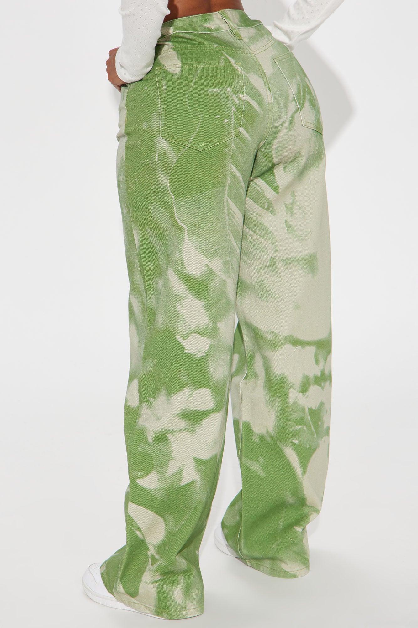 Radiant Energy Printed Non Stretch Straight Leg Jeans - Green Product Image