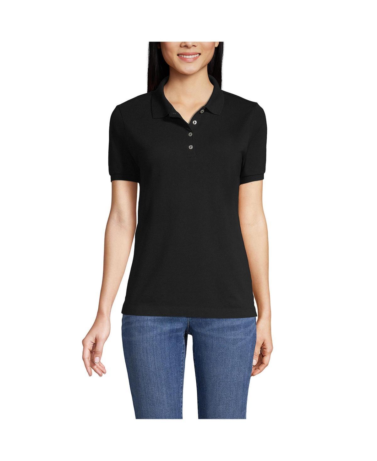 Lands End Womens Banded Short Sleeve Fem Fit Mesh Polo Product Image