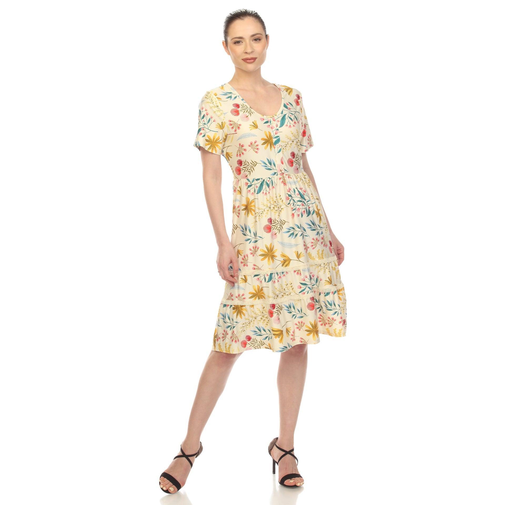 Floral Short Sleeve Knee Length Dress Product Image